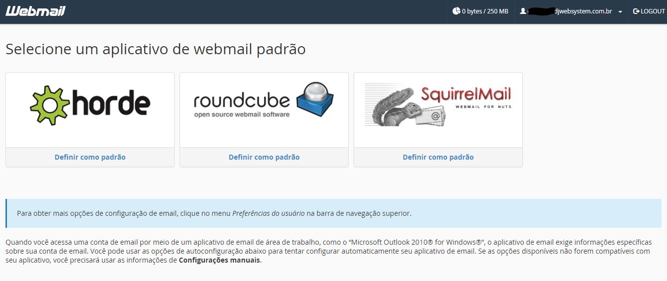 Opções de escolha gerenciador de email